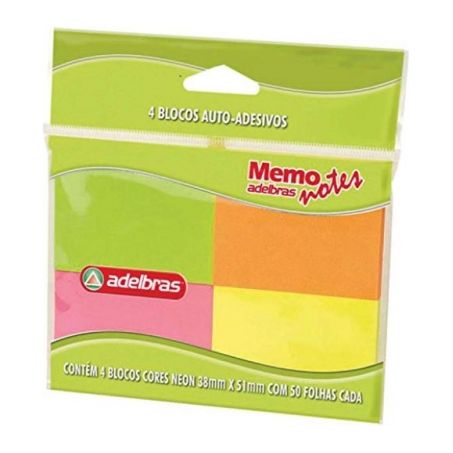 Bloco auto adesico adelbras c/4 cores