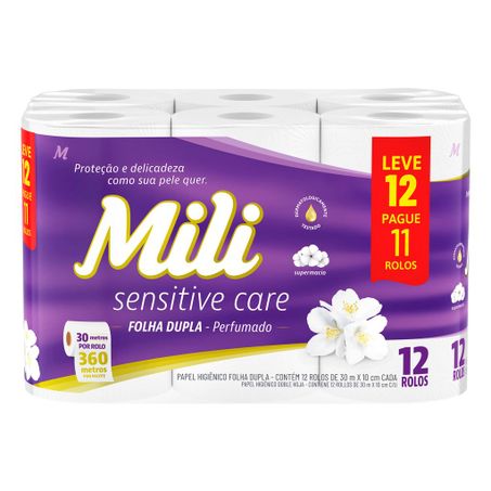 Papel higienico mili folha dupla perfumado 30m 12 rolos