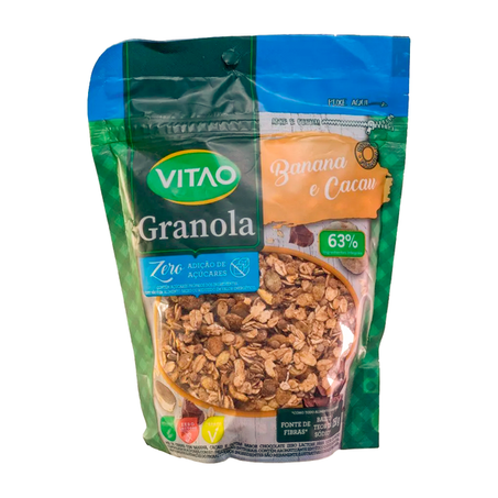 GRANOLA ZERO AÇÚCAR BANANA E CACAU 250G