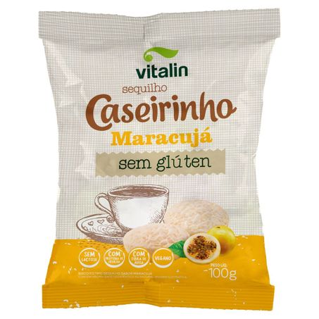 Biscoito Sequilho Vegano Maracujá sem Glúten Vitalin Caseirinho Pacote 100g