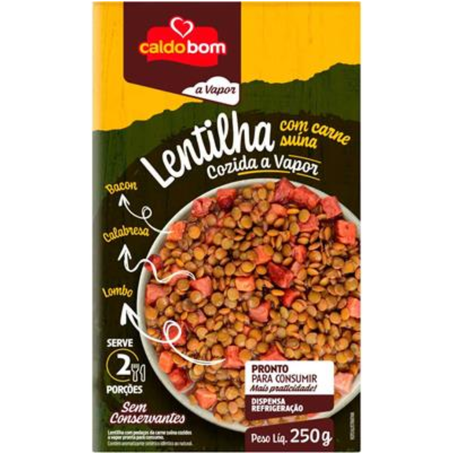 Lentilha com carne a vapor caldo bom 250gr
