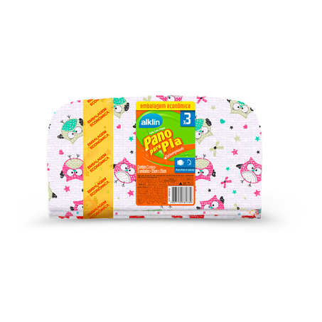 Pano para Pia Estampado 25X25Cm Alklin com 3 Unidades