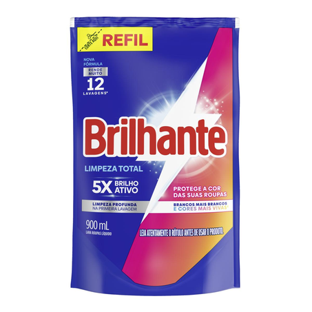 Sabão Líquido Brilhante 900ml - Limpeza Total - Sachê