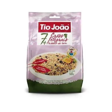 Arroz Parboilizado Tio João Integral 7 Grãos + Passas de Uva Pacote 500gr