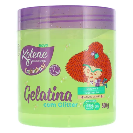 GELATINA CAPILAR INFANTIL KOLENE CACHINHOS COM GLITTER POTE 500G