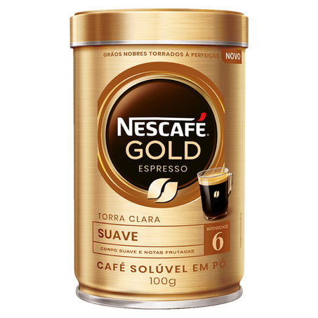 Café solúvel nescafé gold espresso intensidade 6 lata 100g
