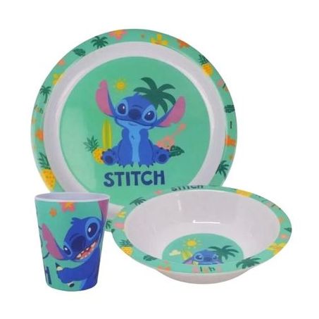 JOGO YANGZI INFANTIL MELAMINE STITCH 3 PEÇAS 
