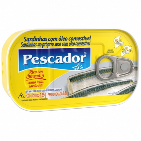 Sardinha pescador 125g oleo abre facil