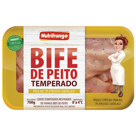 Bife de peito de frango nutrifrango resfriado temperado 700g