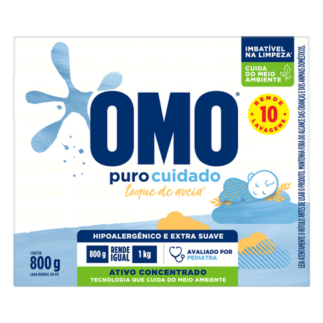 LAVA ROUPA EM PÓ OMO CX 800 G PURO CUIDADO