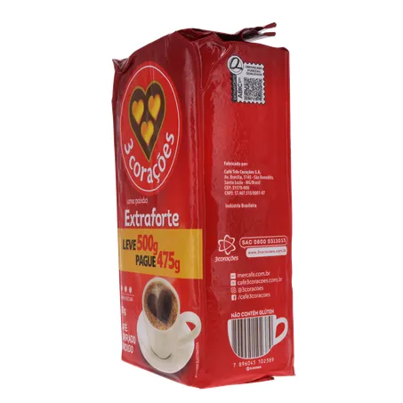 Café em pó torrado e moido 3 corações extraforte leve 500g pague 475g 360-6