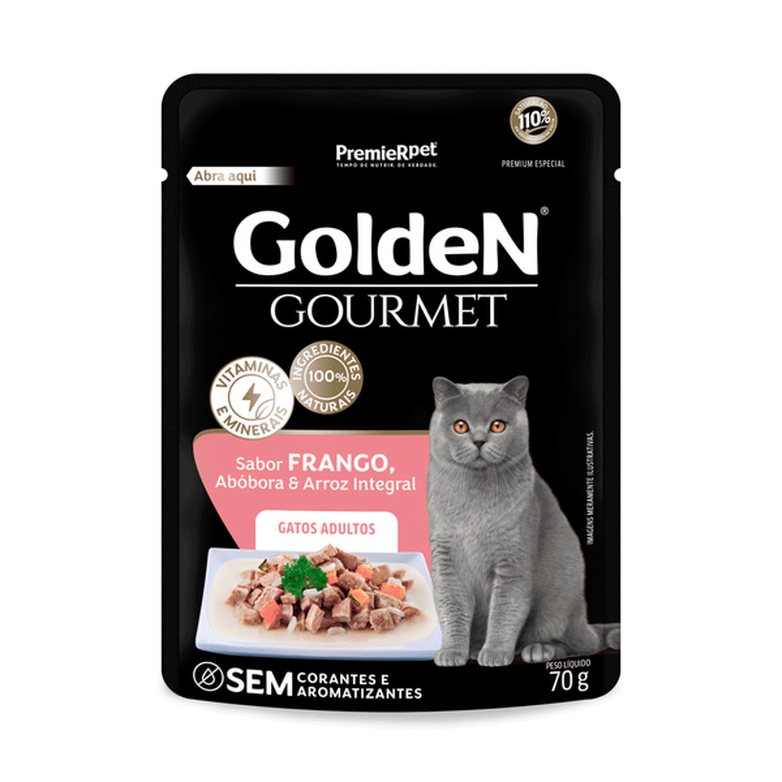 Sache Ração Úmida Golden Gourmet para Gatos Adultos Sabor Frango 70gr