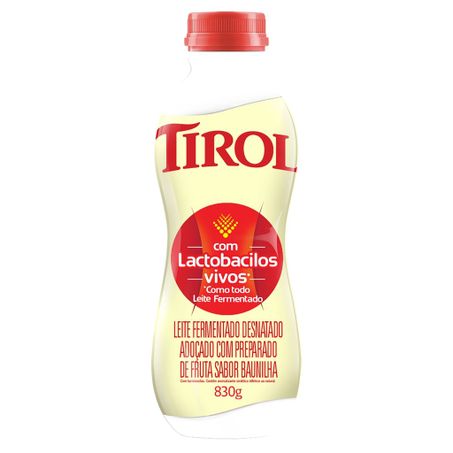 Leite tirol fermentado baunilha garrafa 830g