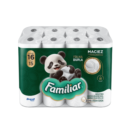 PAPEL HIGIENICO FAMILIAR FOLHA DUPLA 30M PROMO 16UN #