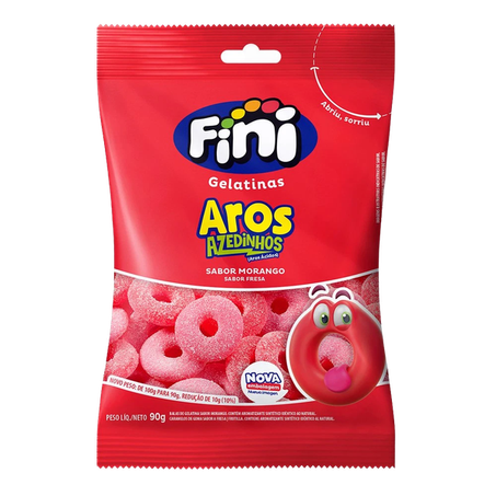 FINI BALA GELATINA AROS DE MORANGO 100G