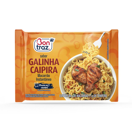 Macarrão Instantâneo Bontraz Galinha Caipira Pacote com  85G