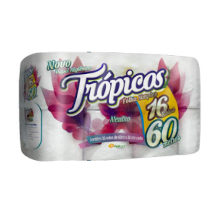 Papel higiênico trópicos folha simples 60m leve 12 pague 11