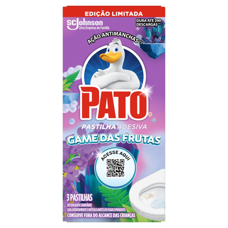 Desodorizador Pato Pastilha Adesiva Game das Frutas - Com 3 Unidades