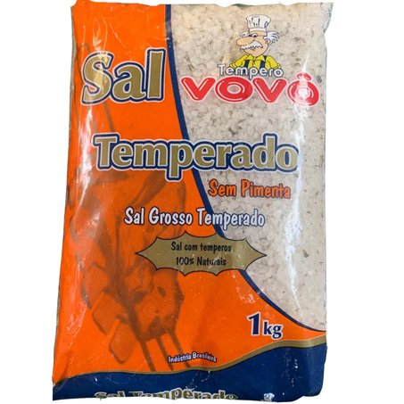 Sal grosso vovô 1kg temperado churrasco sem pimenta