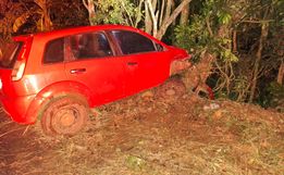 Veículo sai da pista e colide em árvores no interior do município de Riqueza
