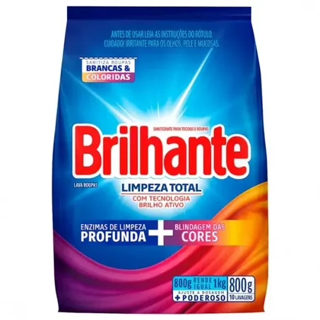 Lava roupas brilhante 800gr limpeza total blindagem das cores