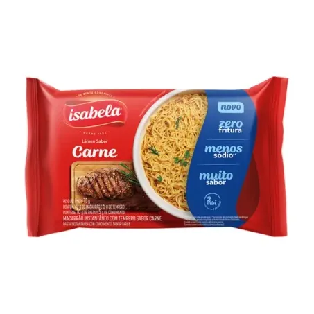 Macarrao lamen isabela zero fritura carne 75g*.