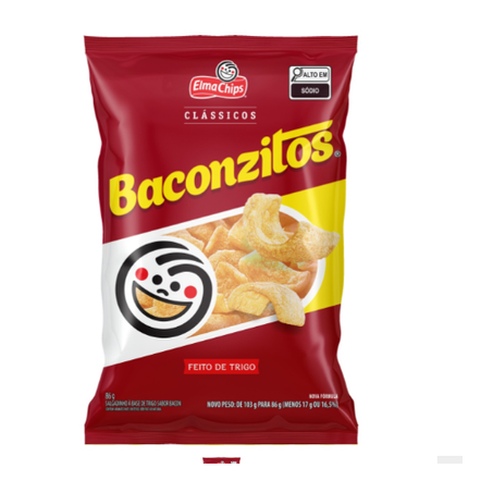 Salgadinho elma chips baconzitos pacote 86g