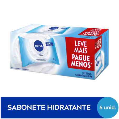Sabonete em Barra Hidratante NIVEA Leite Promo 6 uni 85g 360-5