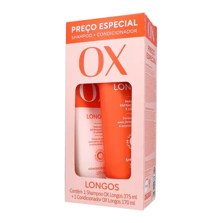Kit Shampoo com 375Ml  Condicionador com 170Ml Ox Longos 360-2