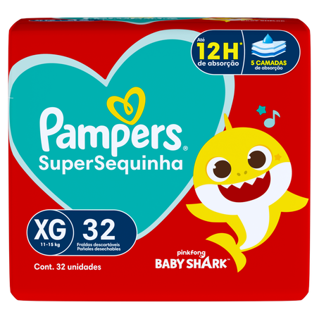 Fralda Descartável Infantil Pampers SuperSequinha XG Pacote 32 Unidades