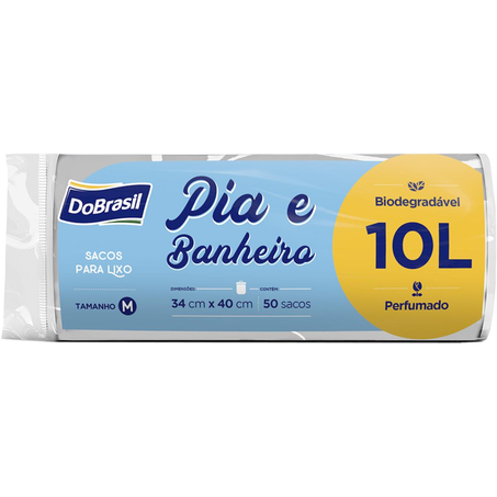 Saco para Lixo DoBrasil 10 Litros - Com 50 Sacos - Para Pia