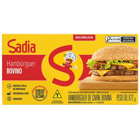 HAMBURGUER BOVINO TRADICIONAL CAIXA SADIA COM 12UN