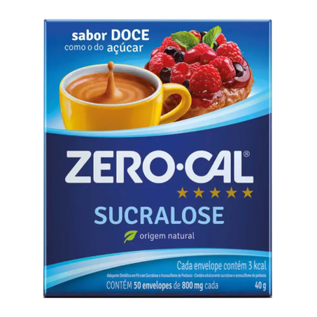 ADOÇANTE EM PÓ SUCRALOSE 600MG C/50UN ZERO-CAL SACHÊ