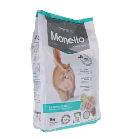 ALIM GATO MONELLO 1KG AD BOLA D PEL FRANGO/PEIXE 360-33