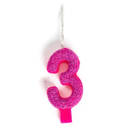 VELA DOCE FESTA ANIVERSARIO SUPER GLITER PINK N.3