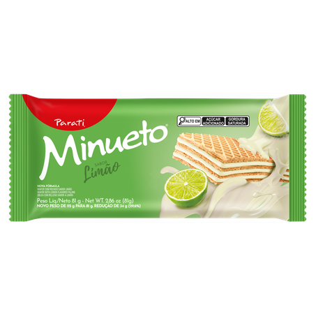 Biscoito Wafer com Recheio Limão Minueto Pacote 81g