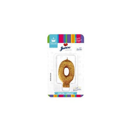 Vela Aniversario Junco N0 C/Glitter Ouro ###