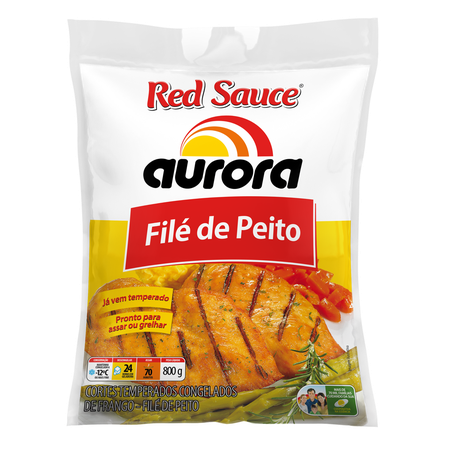 Filé Peito Frango Temperado Aurora Embalagem 800G