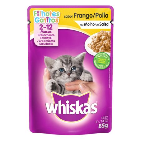Alimento para gatos filhotes 2 a 12 meses frango ao molho whiskas sachê
