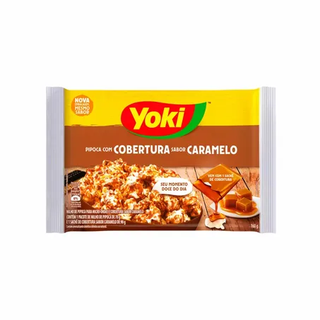 Pipoca de Microondas Yoki Popcorn Cobertura de Caramelo Pacote 160G