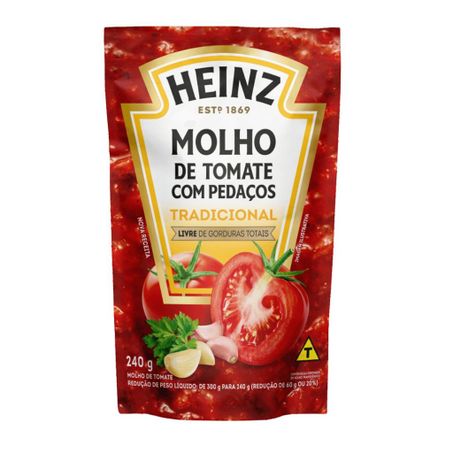 Molho de Tomate com Pedaços Heinz Tradicional Sachê 240gr