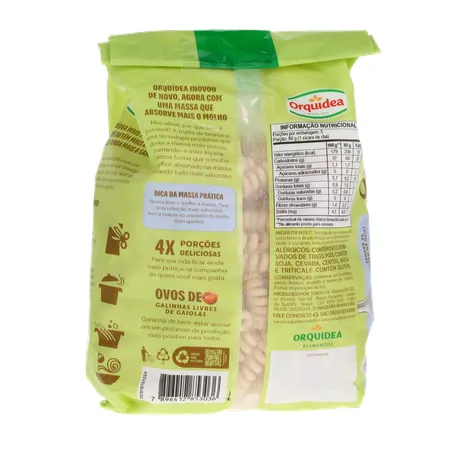 Macarrão de Sêmola Orquídea Parafuso Furadinho com Ovos Pacote 400gr 360-17
