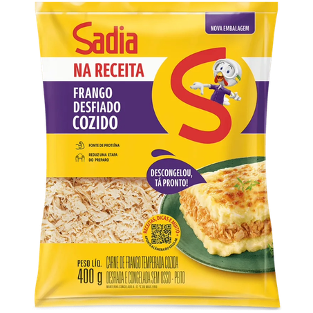 FRANGO DESFIADO COZIDO SADIA NA RECEITA 400G