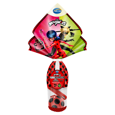 Ovo de Páscoa Chocolate ao Leite Miraculous Arcor 100g  Luz Decodificadora e Canetinha