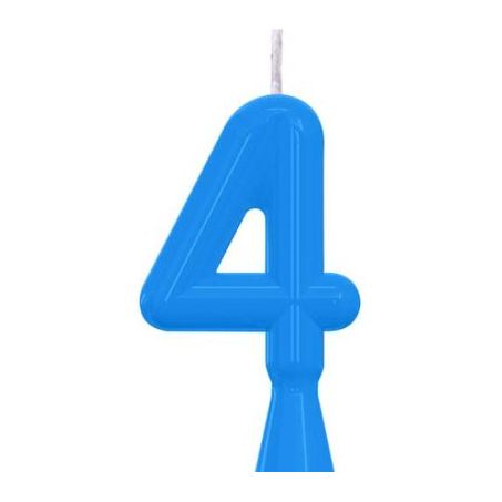 Vela Aniversário Alegria Tubular Lisa N.4 Azul