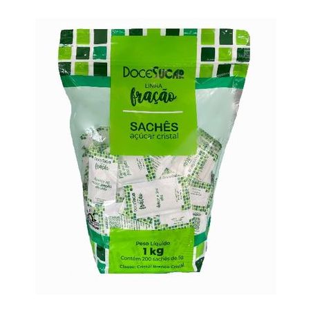 Açúcar cristal sache pouch docesucar c/200