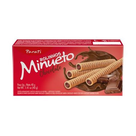 Rolinhos de Wafer Parati Minueto Chocolate Caixa 40gr