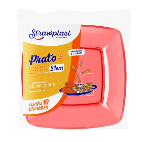 Prato branco strawplast red 021 21cm c/10un