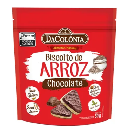 Biscoito dacolonia arroz c/choco integral 50g