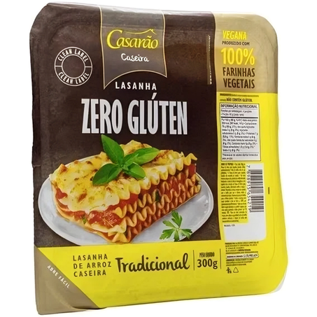 MASSA ARROZ LASANH Z/GLUTEN CASARAO 300G